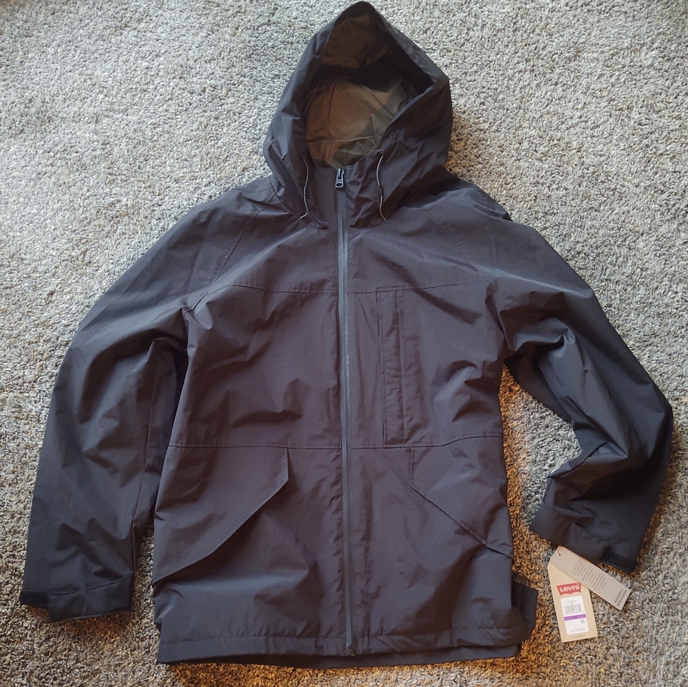 Levi's Black Hooded Raincoat